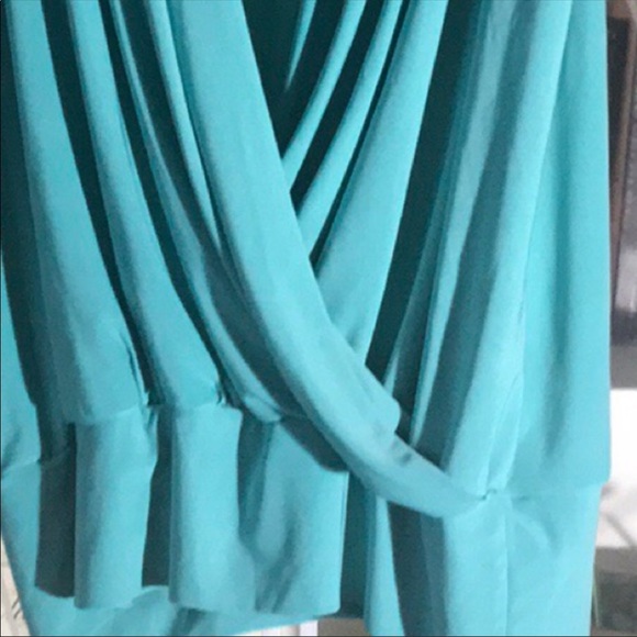 Callie Aqua Blue Green Plunge Faux Wrap Short Set - Picture 4 of 8